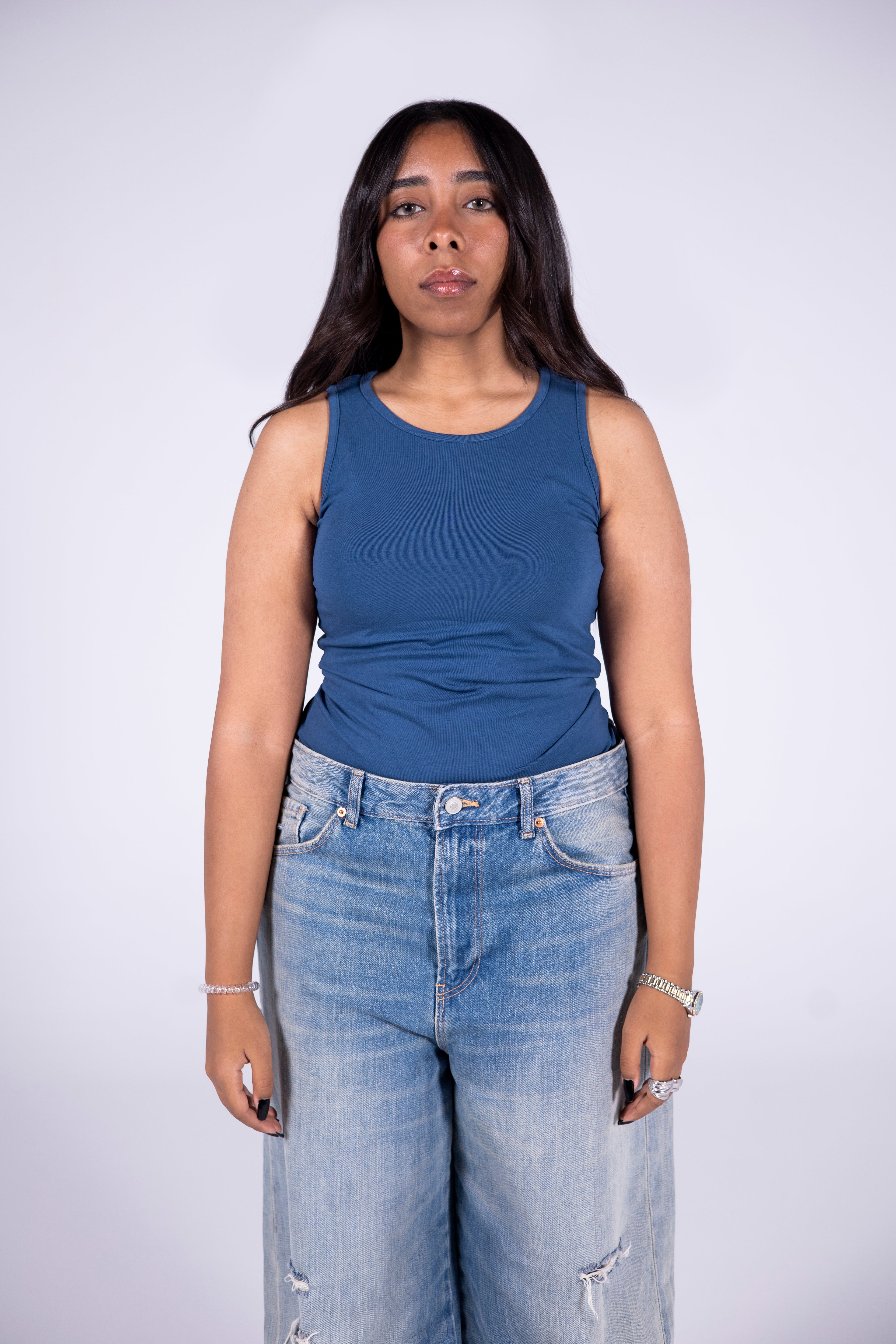 Thick Strap Crew Neck Top