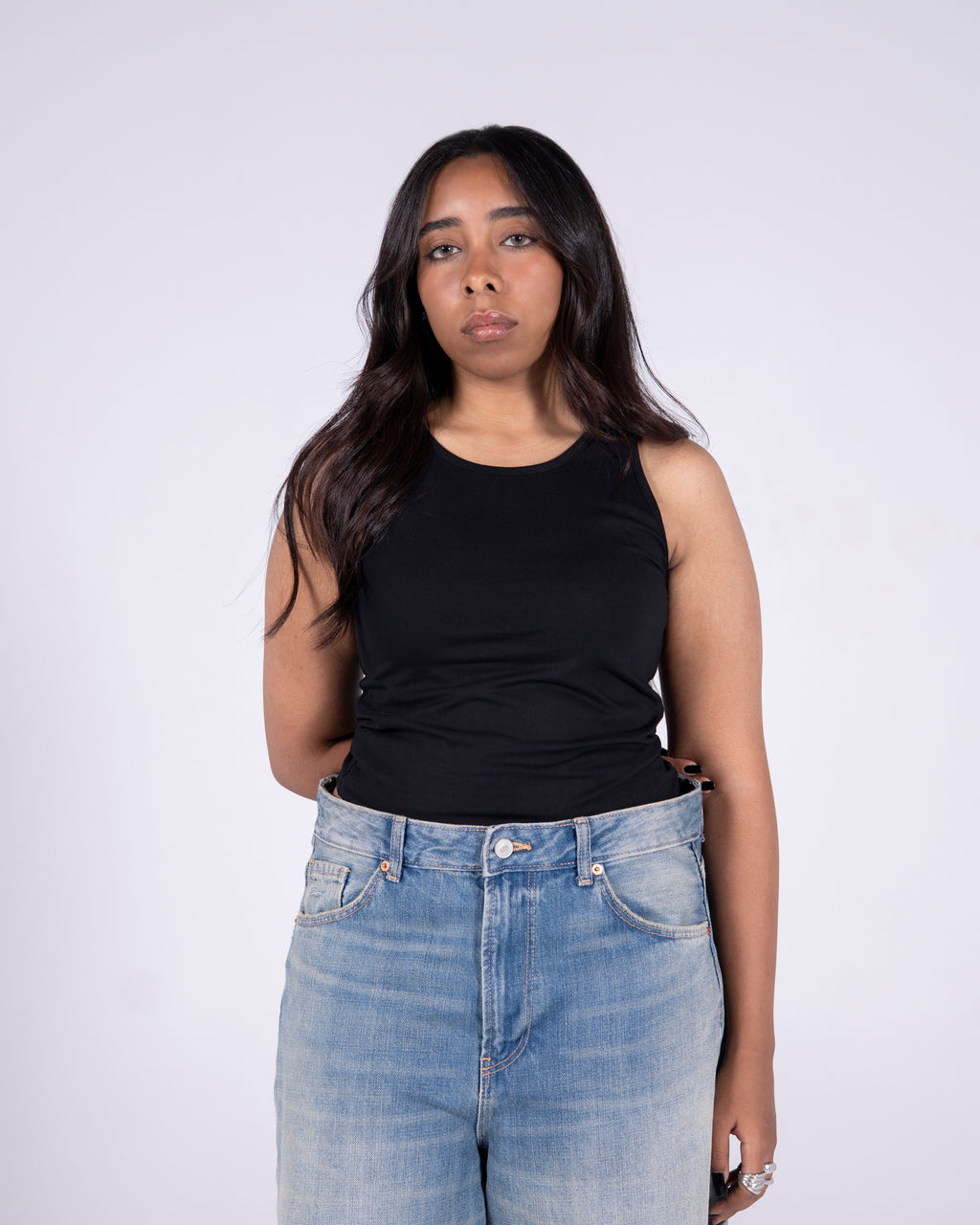 Thick Strap Crew Neck Top