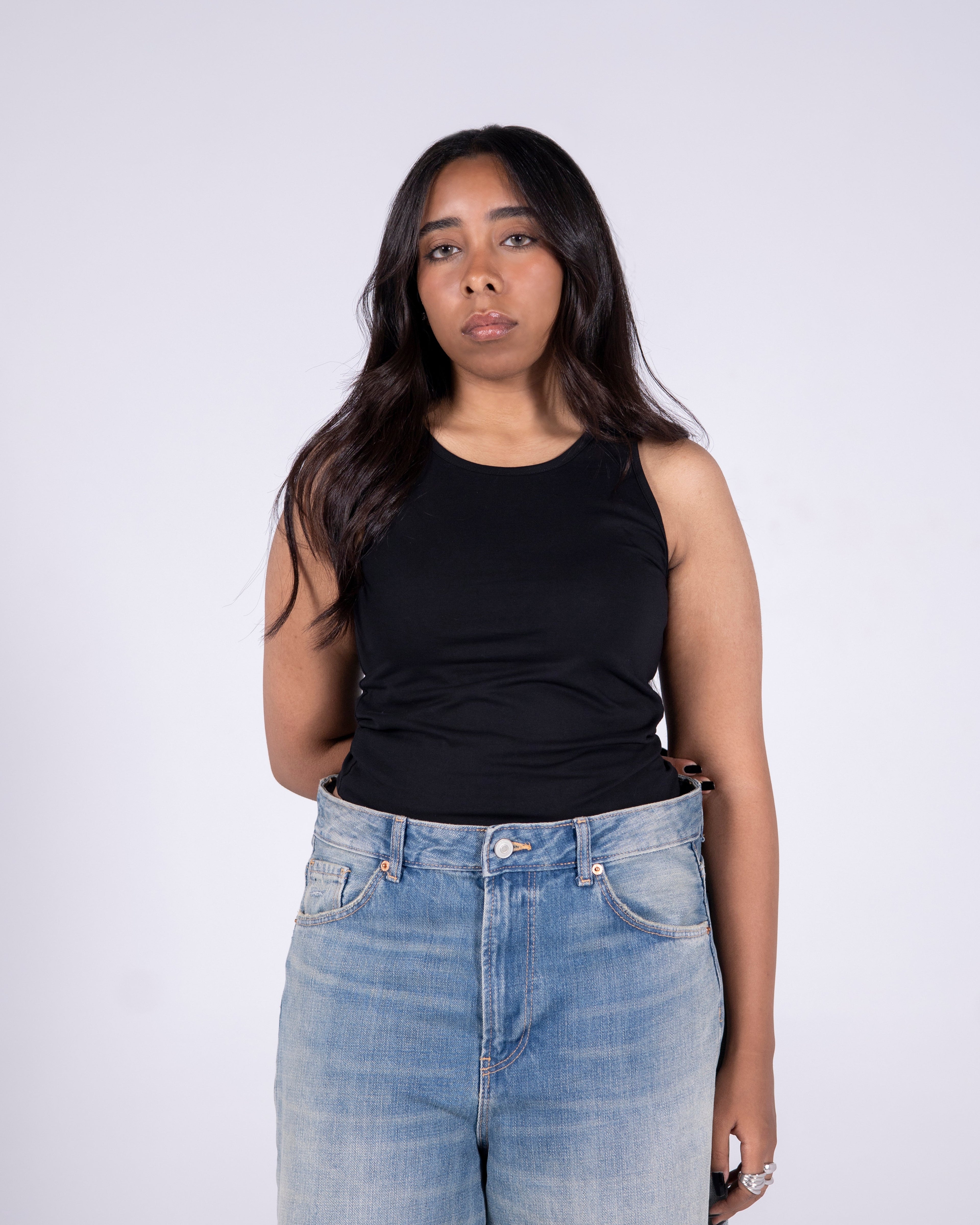 Thick Strap Crew Neck Top