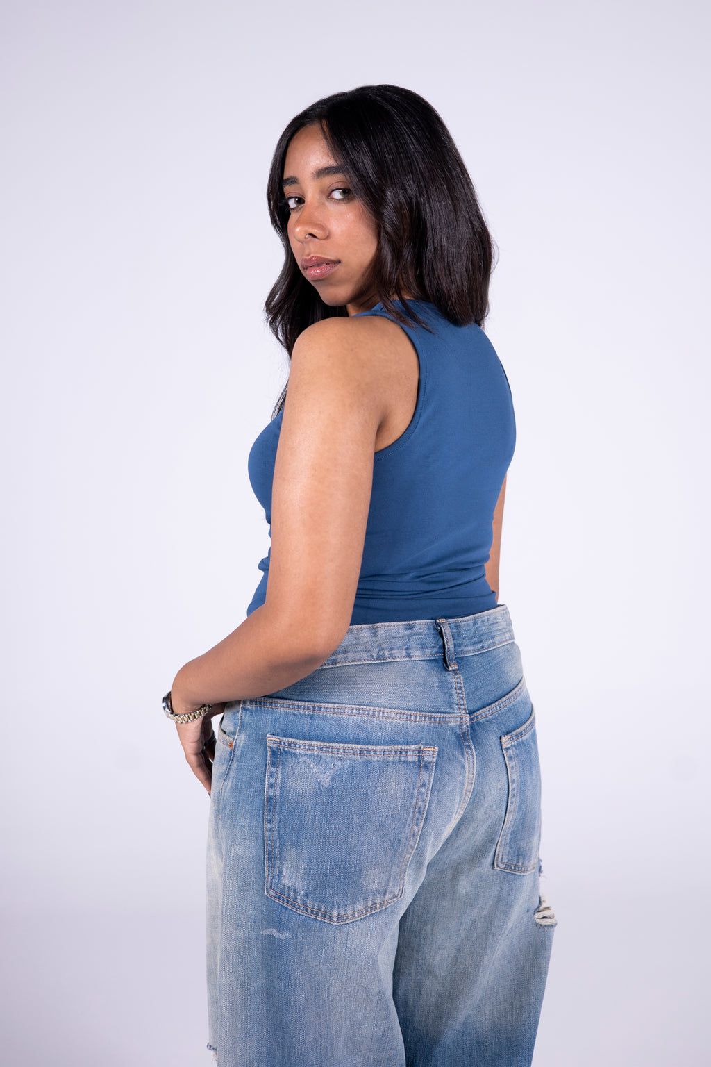 Thick Strap Crew Neck Top