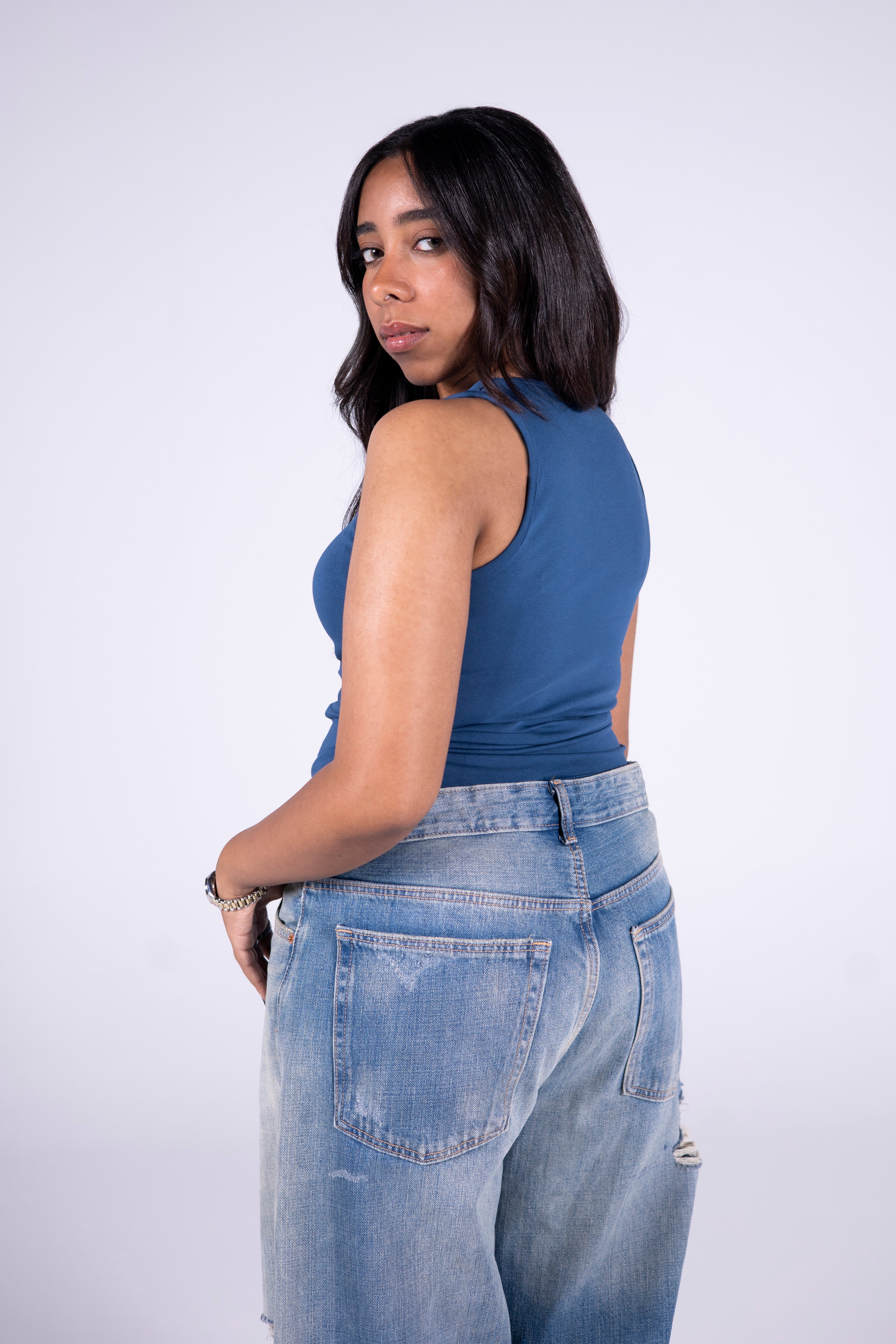 Thick Strap Crew Neck Top