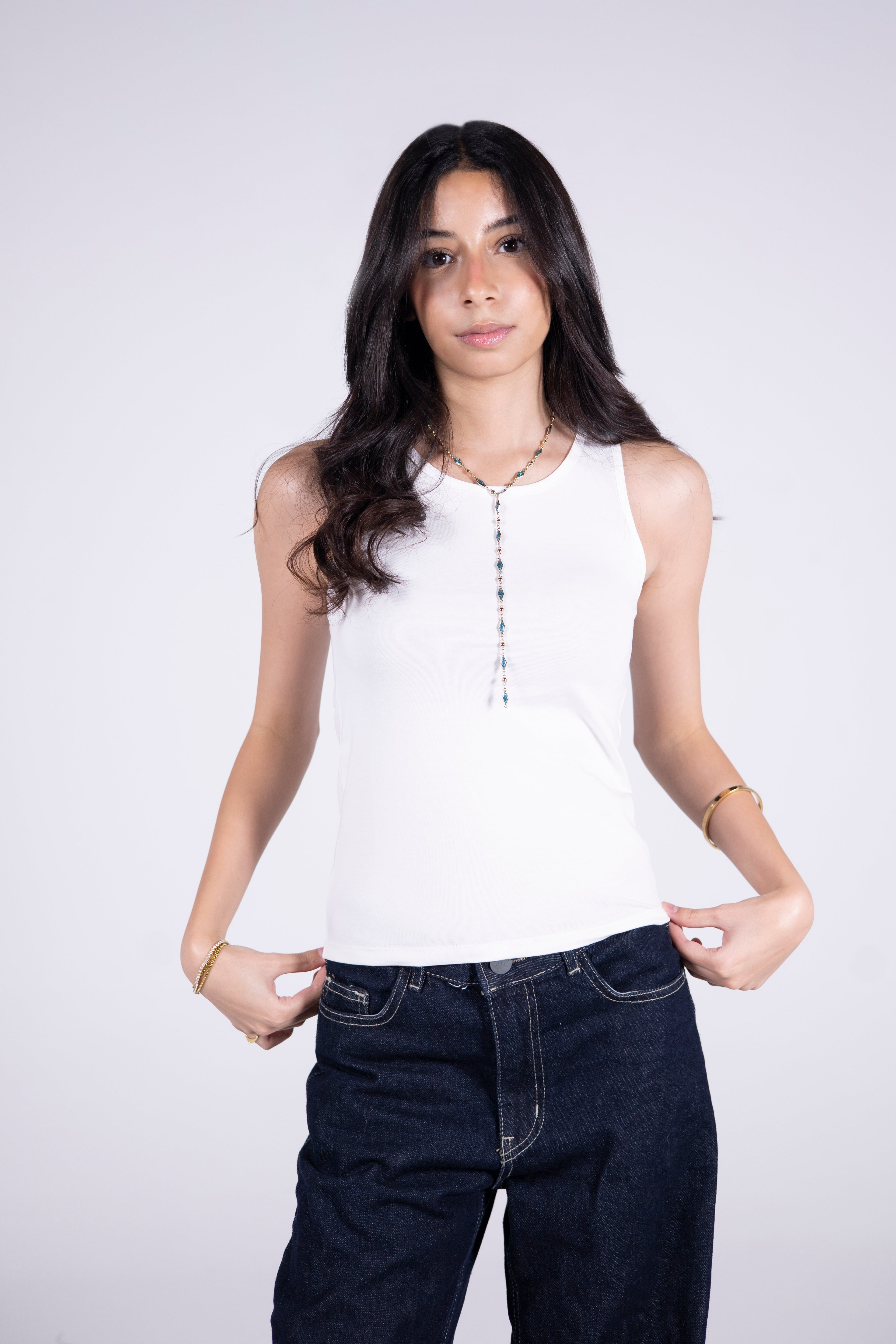 Thick Strap Crew Neck Top